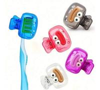 Shein Set de 5 piezas de soporte para cepillo de dientes con forma de salchicha, combinación portátil de 4 colores, estante de almacenamiento de cepillo de