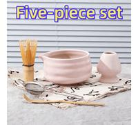 Shein Set de 5 piezas de tazón de matcha japonés, batidor de matcha, cuchara de matcha, cepillo de matcha, juego de taza de té de cerámica, herramientas de