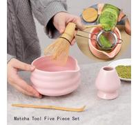 Shein Set de 5 piezas para Matcha - El set de Matcha incluye batidor de Matcha, tazón de Matcha, tamiz, soporte y cuchara - Kit de herramientas completo par