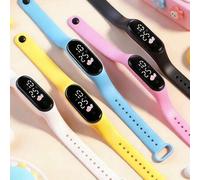 Shein Set de 5 relojes digitales LED de silicona TPU para niños con forma de corazón, que muestran la hora, el mes, el año y la semana, adecuados para la es