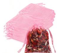 Shein Set de 50/100 bolsas de organza rosa, bolsas de caramelos para celebraciones y festivales, bolsas de fiesta para regalos de boda, bolsas de red con co