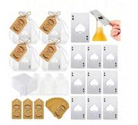 Shein Set de 6/18/30 abrebotellas con diseño de cartas de juego en color negro/plateado, abrebotellas con diseño de picas, ideal como regalo de boda, para a