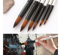 Shein Set de 6 brochas para pintar de cabeza angular con forma redonda, de pelo de nailon blanco, para pintura acrílica, óleo, acuarela, pintura corporal, f