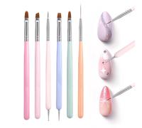 Shein Set de 6 cepillos para uñas, kit de pintura de uñas con gel que incluye pinceles para decoración de flores, herramientas de pintura de esmalte de uñas