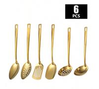 Shein Set de 6 piezas de cubertería de servicio compartido de acero inoxidable que incluye cuchara para sopa, cuchara de servir y tenedor de servir, apto pa