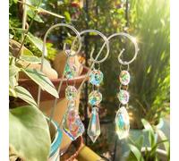 Shein Set de 6 piezas de estacas de decoración de jardín de cristal, decoración de estaca de planta en maceta de cristal de jardín, atrapasol de jardín, acc