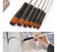 Shein Set de 6 pinceles de artista con cabezales circulares y angulares, pelos de nailon blanco, para pintura acrílica, óleo y acuarela en Body, cara, roca