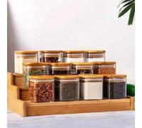 Shein Set de 6 tarros de cristal de 5 onzas con tapas de bambú natural - Perfectos para almacenar té, café, especias, recipientes herméticos, recipientes de