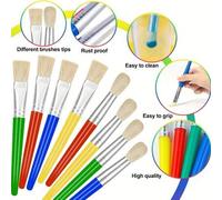 Shein Set de 8 piezas de brochas de pintura grandes y lavables, fáciles de limpiar, incluye brochas redondas y planas, aptas para pinturas acrílicas, sin de