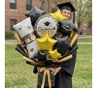 Shein Set de 9 piezas Decoración de globos para fiesta de graduación 2026, que incluye globo de lámina con forma de diploma, globo redondo de 18" de felicit