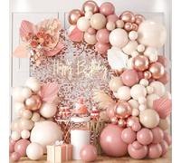 Shein Set de 98 globos rosas vintage y 2 accesorios de globos, conjunto de globos perfecto para una fiesta de cumpleaños de estilo retro para mujer, decorac
