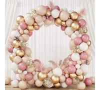 Shein Set de 98 piezas/133 piezas Arco de guirnalda de globos en tonos naranja y rosa vintage con globos metálicos dorados + 2 piezas de cadena de pegamento