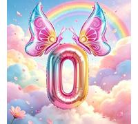Shein Set de globos de mariposa arcoíris, incluye globos de números degradados y globos de mariposa de colores, adecuado para fiesta de cumpleaños con tema