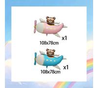 Shein Set de globos de oso y avión, con globos de lámina con forma de oso-avión en tonos rosa y azul. Adecuado como regalo sorpresa para hijos e hijas, y co