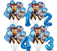 Shein Set de globos de Paw Patrol, globos redondos con patrón del equipo completo de patrulla y globos de látex azul a juego, adecuados para la decoración d