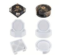 Shein Set de moldes de resina para posavasos que incluye 1 molde para caja de almacenamiento de posavasos con forma de montaña rusa y 4 moldes de silicona d