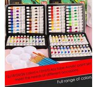 Shein Set de pintura acrílica de 12/18/24/36 colores x 12ml/0.4oz en tubos, para DIY en ropa, zapatos, bolsas de lona, vaqueros, pintura en lienzo, tela, ro
