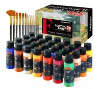 Shein Set de pintura acrílica Fantastory, 24 x 60 ml, 12 pinceles, excelente cobertura, alta resistencia a la luz, pintura acrílica resistente al agua, para