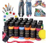 Shein Set de pintura de tela vibrante de 14 colores con pinceles, paleta y tablero de dibujo - 14/26 colores, 30ml/1.01oz cada tubo, pigmento rico, perfecto