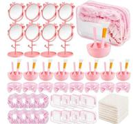 Shein Set de regalo de fiesta de spa de 16 piezas/8 piezas - Incluye 2/1 espejo compacto, 2/1 set de mezcla de mascarillas, 2/1 diadema, 2/1 coletero, 2/1 b