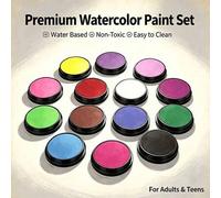 Shein Set Profesional Portátil de Pintura Acuarela Sólida, Soluble en Agua y Lavable, de Alta Saturación Fácil de Aplicar, para Adultos y Estudiantes, Palet