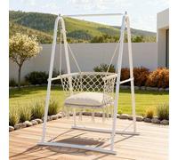 Shein Silla colgante con soporte, 105 x 93 x 160 cm, incluye cojín, estructura de acero resistente con capacidad de carga de 100 kg, para salón, dormitorio,