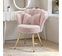 Shein Silla Tocador Acolchada con Respaldo en Forma de Concha, Sillón con Patas de Metal Dorado, Silla Moderna para Dormitorio, Tocador o Salón