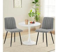 Shein Sillas de comedor, juego de 2 o 4, de lino; sillas de cocina con respaldo, cojines suaves, patas de metal; sillones ergonómicos; sillas modernas para