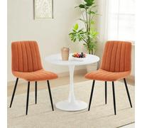 Shein Sillas de comedor, juego de 2 o 4, de lino; sillas de cocina con respaldo, cojines suaves, patas de metal; sillones ergonómicos; sillas modernas para