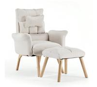 Shein Sillón de relajación con función reclinable, sillón para televisión, sillón tapizado de algodón y lino, sillón con función para dormir, sillón orejero
