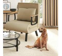Shein Sofá cama individual ajustable con cojines suaves y funda extraíble, patas metálicas, ideal para salones y oficinas.