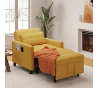 Shein Sofá cama individual, multifuncional y extensible, con respaldo ajustable y bolsillos laterales, tejido suave, para salón y estudio, verde/amarillo/gr