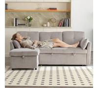 Shein Sofá cama multiusos con almacenaje y colchón extraíble, sofá cama convertible estilo chaise longue, sofá seccional con asientos con almacenaje, sofá e