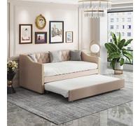 Shein Sofá cama tapizado de 90 x 200 cm con cama nido, sofá cama, cama de invitados, cama individual, sofá cama, estructura de cama con somier, sin colchón,