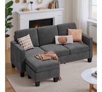 Shein Sofá esquinero de 3 plazas en forma de L con chaise longue, pequeño sofá esquinero de tela de mezcla de lino y algodón, sofá Cord Cloud para salón, 18