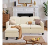 Shein Sofá esquinero en forma de L con chaise longue - sofá de 3 plazas, sofá ergonómico en forma de L para el salón, espuma de alta elasticidad y patas de