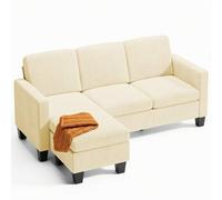 Shein Sofá esquinero en forma de L con chaise longue - sofá de 3 plazas, sofá ergonómico en forma de L para el salón, espuma de alta elasticidad y patas de