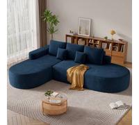 Shein Sofá moderno para salón | Sofá XXL de 284 cm de ancho en color azul | Cojín de asiento de 40,6 cm de grosor con funda de chenilla | Diseño ergonómico