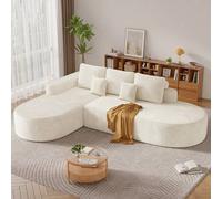 Shein Sofá moderno para salón | Sofá XXL de 284 cm de ancho en color beige | Cojín de asiento de 40,6 cm de grosor con funda de chenilla | Diseño ergonómico