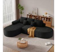 Shein Sofá moderno para salón | Sofá XXL de 284 cm de ancho en color negro | Cojín de asiento de 40,6 cm de grosor con funda de chenilla | Diseño ergonómico