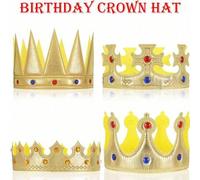 Shein Sombrero corona ajustable para fiesta, tema de rey y reina, adecuado para hombres, mujeres y adolescentes, decoración dorada para foto