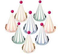 Shein Sombrero de fiesta de cumpleaños con forma de cono, sombrero de cumpleaños de cuento de hadas colorido con borde con volantes y pompón, adecuado para