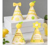 Shein Sombrero de fiesta de cumpleaños con frutas de verano y limón, accesorio de cabeza para fotos de celebración de vacaciones