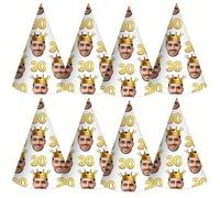 Shein Sombrero de fiesta de cumpleaños personalizado - Diseño personalizado de edad y foto, accesorio de cabeza de papel festivo adecuado para fiestas de an