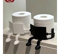 Shein Soporte ajustable para papel higiénico con forma humana, diseño de postura sentada divertida, dispensador de papel higiénico para el baño, organizador