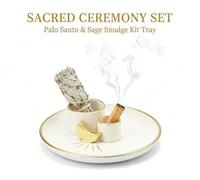 Shein Soporte de Incienso Palo Santo con Forma de Luna & Cuenco para Salvia, Bandeja Recolectora de Ceniza de 5.9 Pulgadas, Decoración del Hogar Feng Shui c
