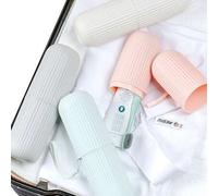 Shein Soporte para cepillo de dientes de viaje rosa, caja de almacenamiento de pasta de dientes, vaso portátil para enjuague, set de baño de viaje y camping
