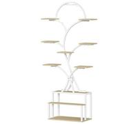 Shein Soporte para plantas con luz de cultivo, estante para plantas de metal y madera con 10 niveles y 3 LED, apto para sala de estar, uso interior y exteri