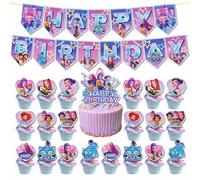 Shein Suministros para fiesta de cumpleaños con tema de chicas K-Pop, juego de vajilla y decoración de bandera, decoración linda adecuada para celebración d