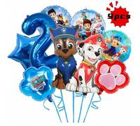 Shein Suministros para fiesta de cumpleaños de PAW Patrol, globos de papel de aluminio numerados de PAW Patrol, decoraciones para fiesta de Navidad y fiesta